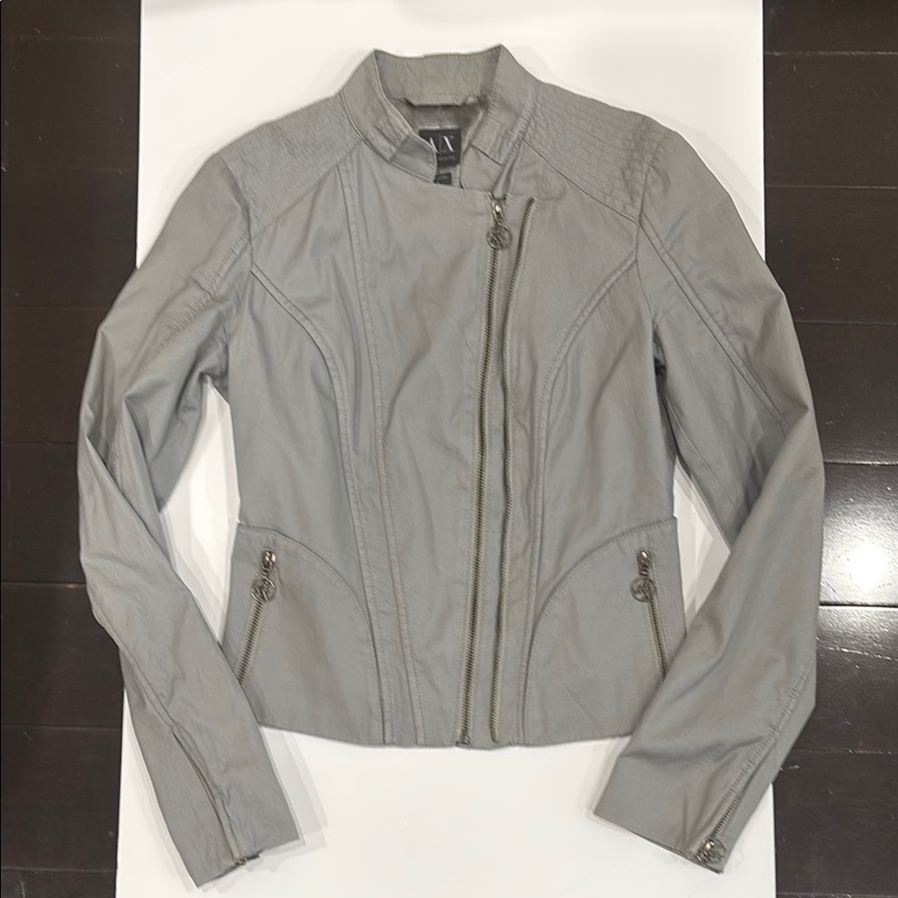 ⚡️Used⚡️Armani Exchange Retro Gray,Double Zip, Stylish Jacket,Night out,Business